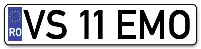 Placuta inmatriculare numar auto  VS-11-EMO, VS 11 EMO, VS11EMO