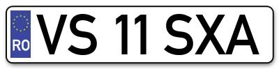 Placuta inmatriculare numar auto  VS-11-SXA, VS 11 SXA, VS11SXA