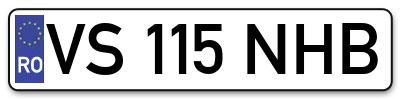 Placuta inmatriculare numar auto  VS-115-NHB, VS 115 NHB, VS115NHB