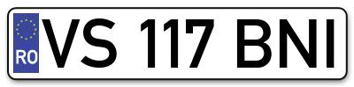 Placuta inmatriculare numar auto  VS-117-BNI, VS 117 BNI, VS117BNI
