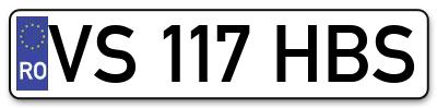 Placuta inmatriculare numar auto  VS-117-HBS, VS 117 HBS, VS117HBS