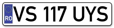 Placuta inmatriculare numar auto  VS-117-UYS, VS 117 UYS, VS117UYS