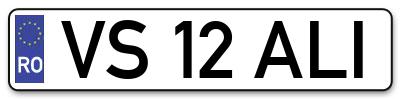 Placuta inmatriculare numar auto  VS-12-ALI, VS 12 ALI, VS12ALI