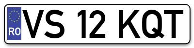 Placuta inmatriculare numar auto  VS-12-KQT, VS 12 KQT, VS12KQT