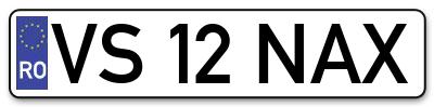 Placuta inmatriculare numar auto  VS-12-NAX, VS 12 NAX, VS12NAX