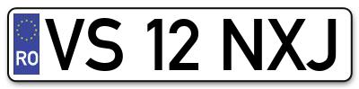 Placuta inmatriculare numar auto  VS-12-NXJ, VS 12 NXJ, VS12NXJ