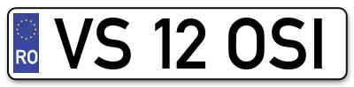 Placuta inmatriculare numar auto  VS-12-OSI, VS 12 OSI, VS12OSI
