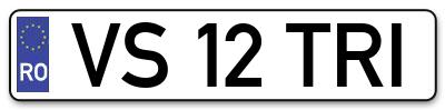 Placuta inmatriculare numar auto  VS-12-TRI, VS 12 TRI, VS12TRI