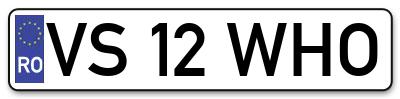 Placuta inmatriculare numar auto  VS-12-WHO, VS 12 WHO, VS12WHO