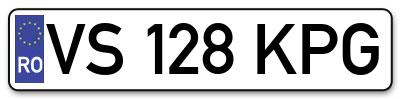Placuta inmatriculare numar auto  VS-128-KPG, VS 128 KPG, VS128KPG