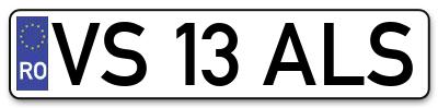 Placuta inmatriculare numar auto  VS-13-ALS, VS 13 ALS, VS13ALS