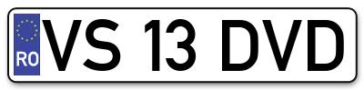 Placuta inmatriculare numar auto  VS-13-DVD, VS 13 DVD, VS13DVD