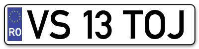 Placuta inmatriculare numar auto  VS-13-TOJ, VS 13 TOJ, VS13TOJ