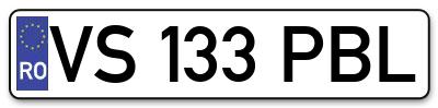 Placuta inmatriculare numar auto  VS-133-PBL, VS 133 PBL, VS133PBL