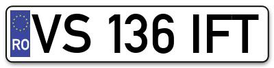 Placuta inmatriculare numar auto  VS-136-IFT, VS 136 IFT, VS136IFT