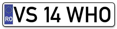 Placuta inmatriculare numar auto  VS-14-WHO, VS 14 WHO, VS14WHO