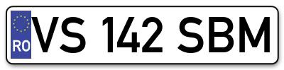 Placuta inmatriculare numar auto  VS-142-SBM, VS 142 SBM, VS142SBM