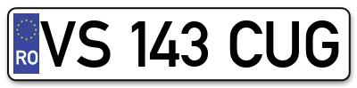 Placuta inmatriculare numar auto  VS-143-CUG, VS 143 CUG, VS143CUG