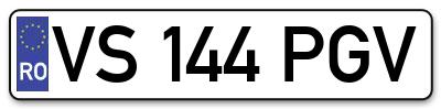 Placuta inmatriculare numar auto  VS-144-PGV, VS 144 PGV, VS144PGV