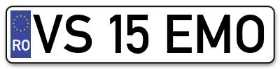 Placuta inmatriculare numar auto  VS-15-EMO, VS 15 EMO, VS15EMO