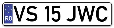 Placuta inmatriculare numar auto  VS-15-JWC, VS 15 JWC, VS15JWC