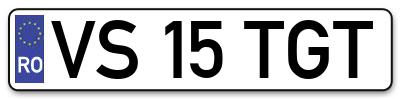 Placuta inmatriculare numar auto  VS-15-TGT, VS 15 TGT, VS15TGT