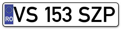 Placuta inmatriculare numar auto  VS-153-SZP, VS 153 SZP, VS153SZP