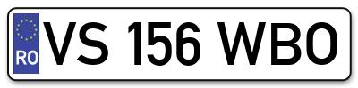 Placuta inmatriculare numar auto  VS-156-WBO, VS 156 WBO, VS156WBO