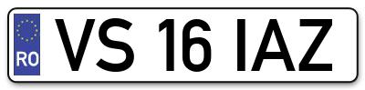 Placuta inmatriculare numar auto  VS-16-IAZ, VS 16 IAZ, VS16IAZ
