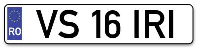 Placuta inmatriculare numar auto  VS-16-IRI, VS 16 IRI, VS16IRI
