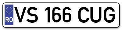 Placuta inmatriculare numar auto  VS-166-CUG, VS 166 CUG, VS166CUG