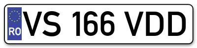 Placuta inmatriculare numar auto  VS-166-VDD, VS 166 VDD, VS166VDD
