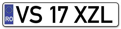 Placuta inmatriculare numar auto  VS-17-XZL, VS 17 XZL, VS17XZL