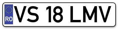 Placuta inmatriculare numar auto  VS-18-LMV, VS 18 LMV, VS18LMV