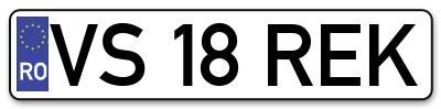 Placuta inmatriculare numar auto  VS-18-REK, VS 18 REK, VS18REK