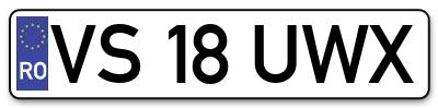 Placuta inmatriculare numar auto  VS-18-UWX, VS 18 UWX, VS18UWX