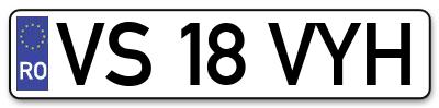 Placuta inmatriculare numar auto  VS-18-VYH, VS 18 VYH, VS18VYH