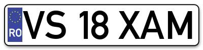 Placuta inmatriculare numar auto  VS-18-XAM, VS 18 XAM, VS18XAM