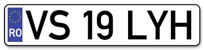 Placuta inmatriculare numar auto  VS-19-LYH, VS 19 LYH, VS19LYH
