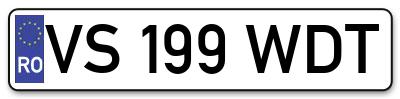 Placuta inmatriculare numar auto  VS-199-WDT, VS 199 WDT, VS199WDT