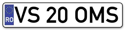 Placuta inmatriculare numar auto  VS-20-OMS, VS 20 OMS, VS20OMS