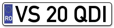 Placuta inmatriculare numar auto  VS-20-QDI, VS 20 QDI, VS20QDI
