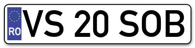 Placuta inmatriculare numar auto  VS-20-SOB, VS 20 SOB, VS20SOB
