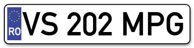 Placuta inmatriculare numar auto  VS-202-MPG, VS 202 MPG, VS202MPG