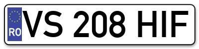 Placuta inmatriculare numar auto  VS-208-HIF, VS 208 HIF, VS208HIF