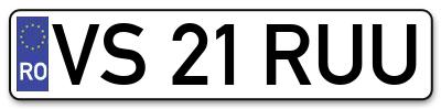 Placuta inmatriculare numar auto  VS-21-RUU, VS 21 RUU, VS21RUU