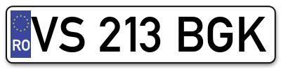 Placuta inmatriculare numar auto  VS-213-BGK, VS 213 BGK, VS213BGK