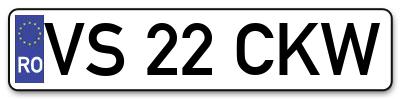 Placuta inmatriculare numar auto  VS-22-CKW, VS 22 CKW, VS22CKW