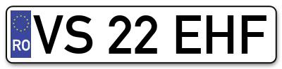 Placuta inmatriculare numar auto  VS-22-EHF, VS 22 EHF, VS22EHF