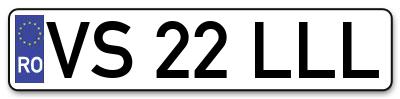 Placuta inmatriculare numar auto  VS-22-LLL, VS 22 LLL, VS22LLL